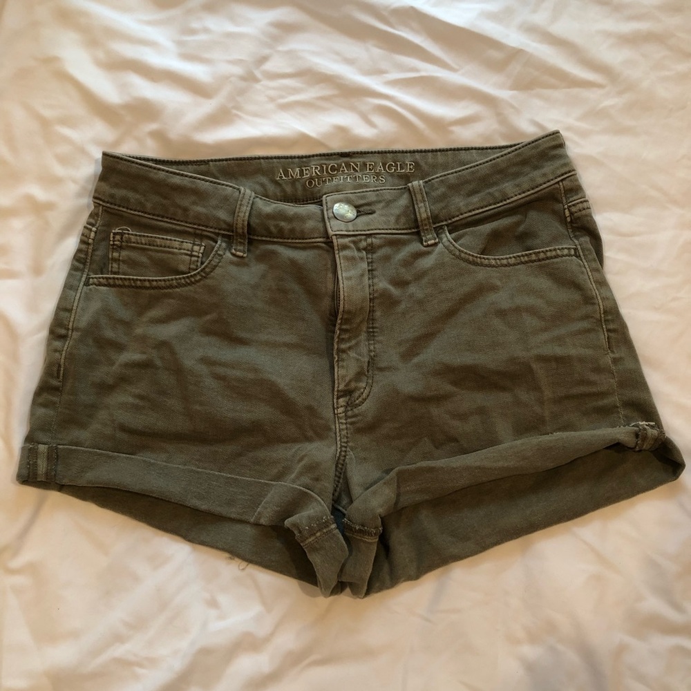 American Eagle Olive Green Hi-Rise Shorts